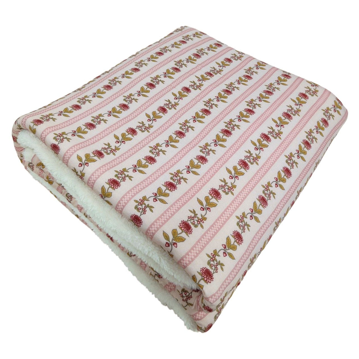 Vintage Floral Stripe Fuzzy Bamboo Blanket
