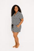 Black Checkered Women's Short Bamboo Set