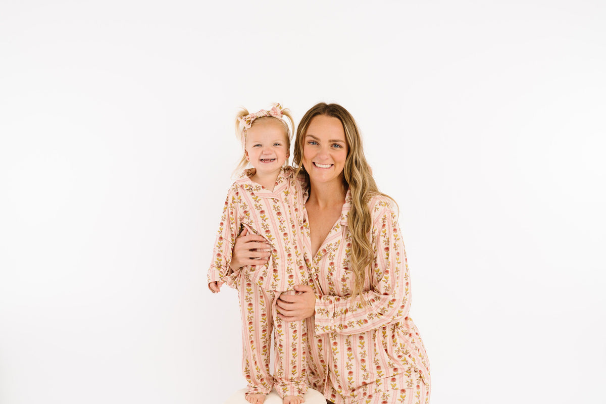 Vintage Floral Stripe Women's Bamboo Set