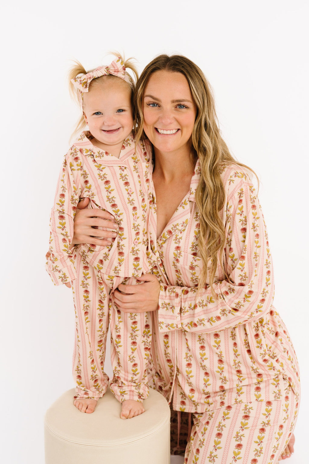 Vintage Floral Stripe Women's Bamboo Set