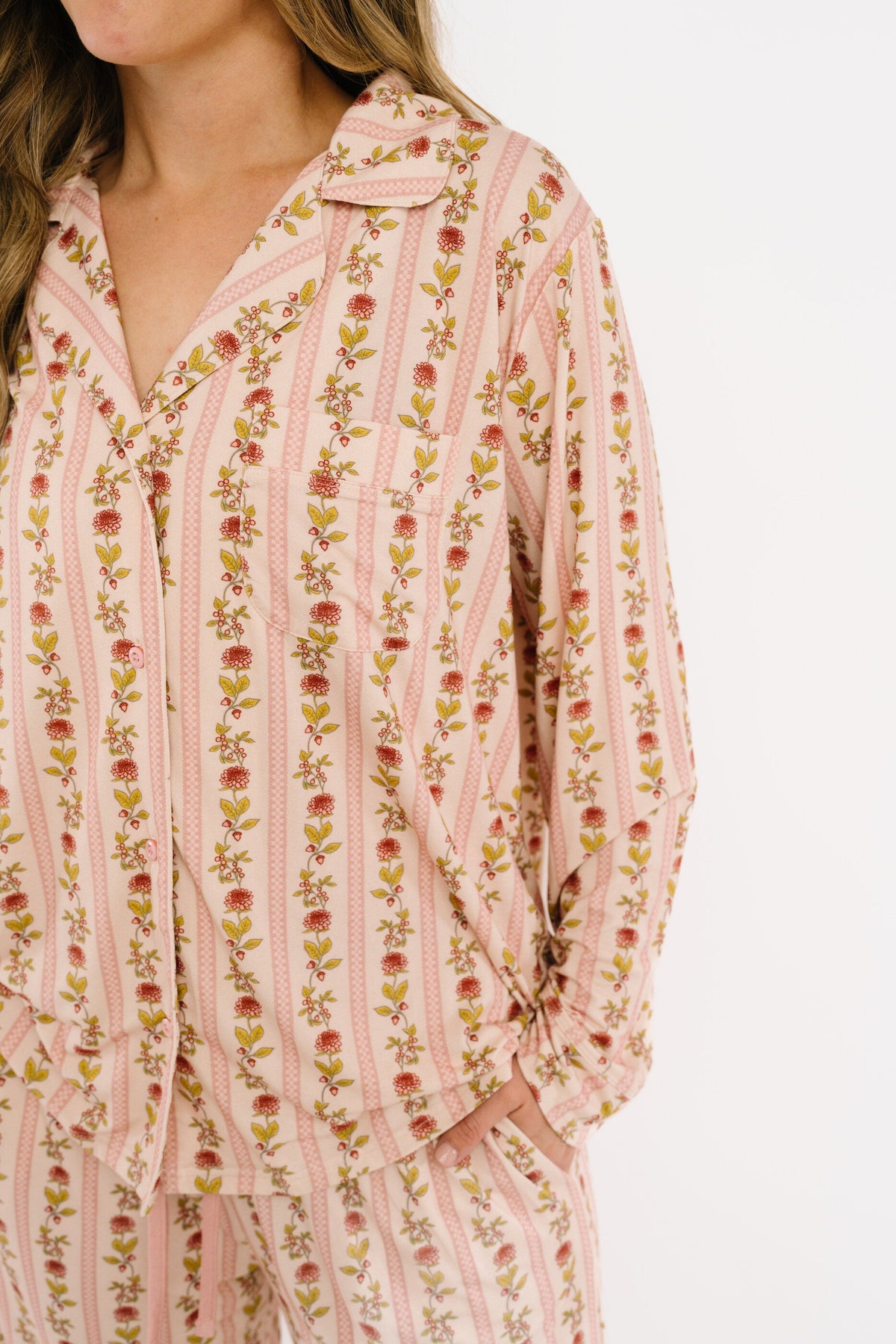 Vintage Floral Stripe Women's Bamboo Set