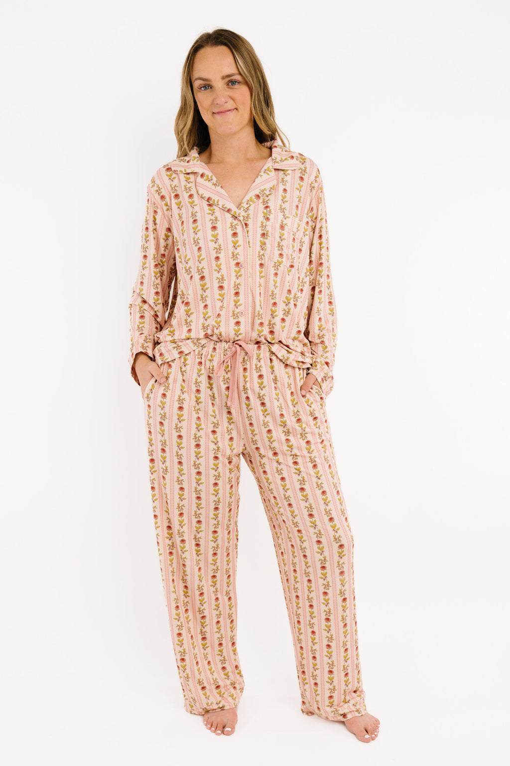 Vintage Floral Stripe Women's Bamboo Set