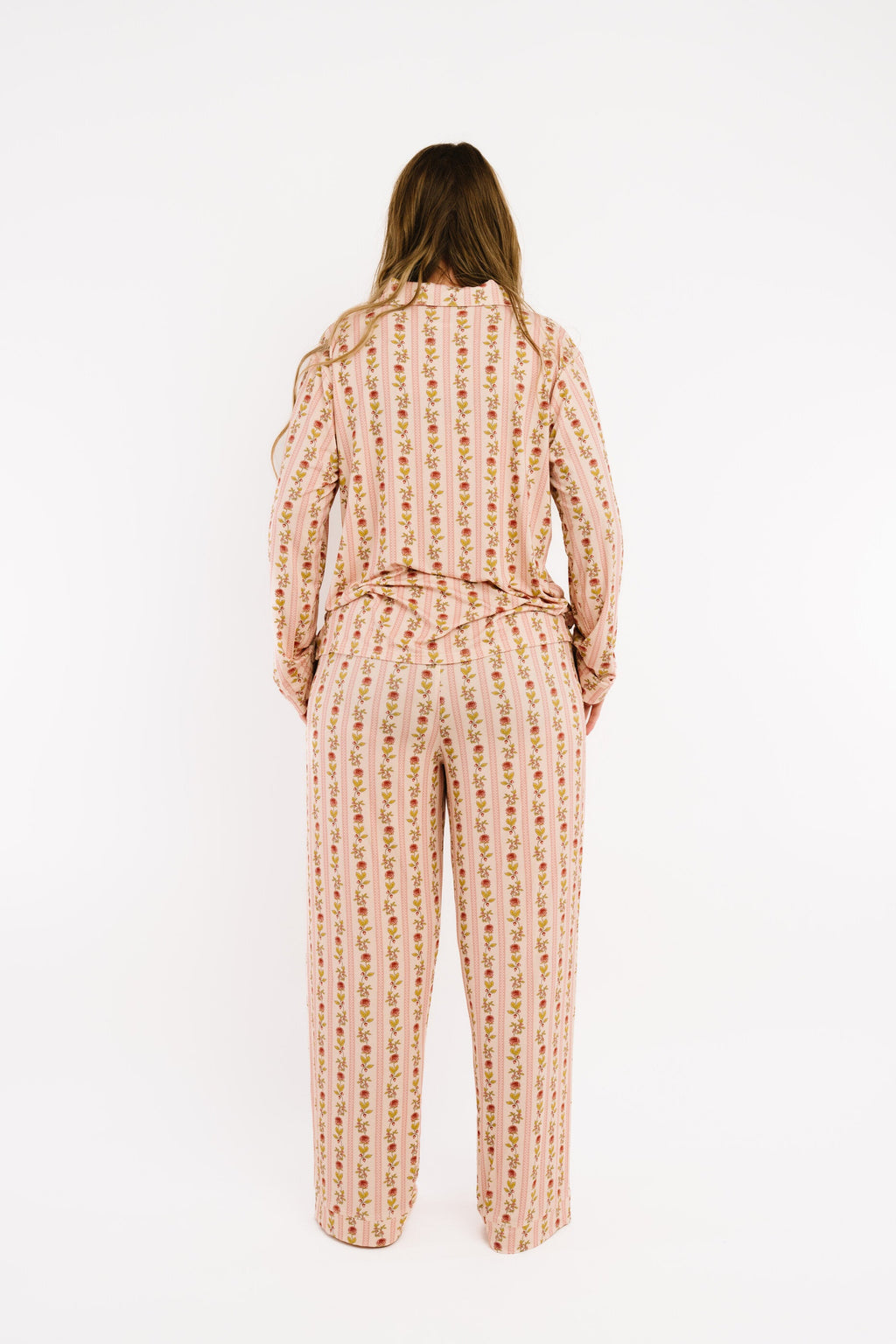 Vintage Floral Stripe Women's Bamboo Set