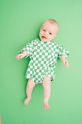 Green Checkered Pocket Romper