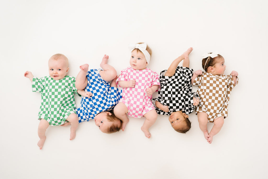 Green Checkered Pocket Romper