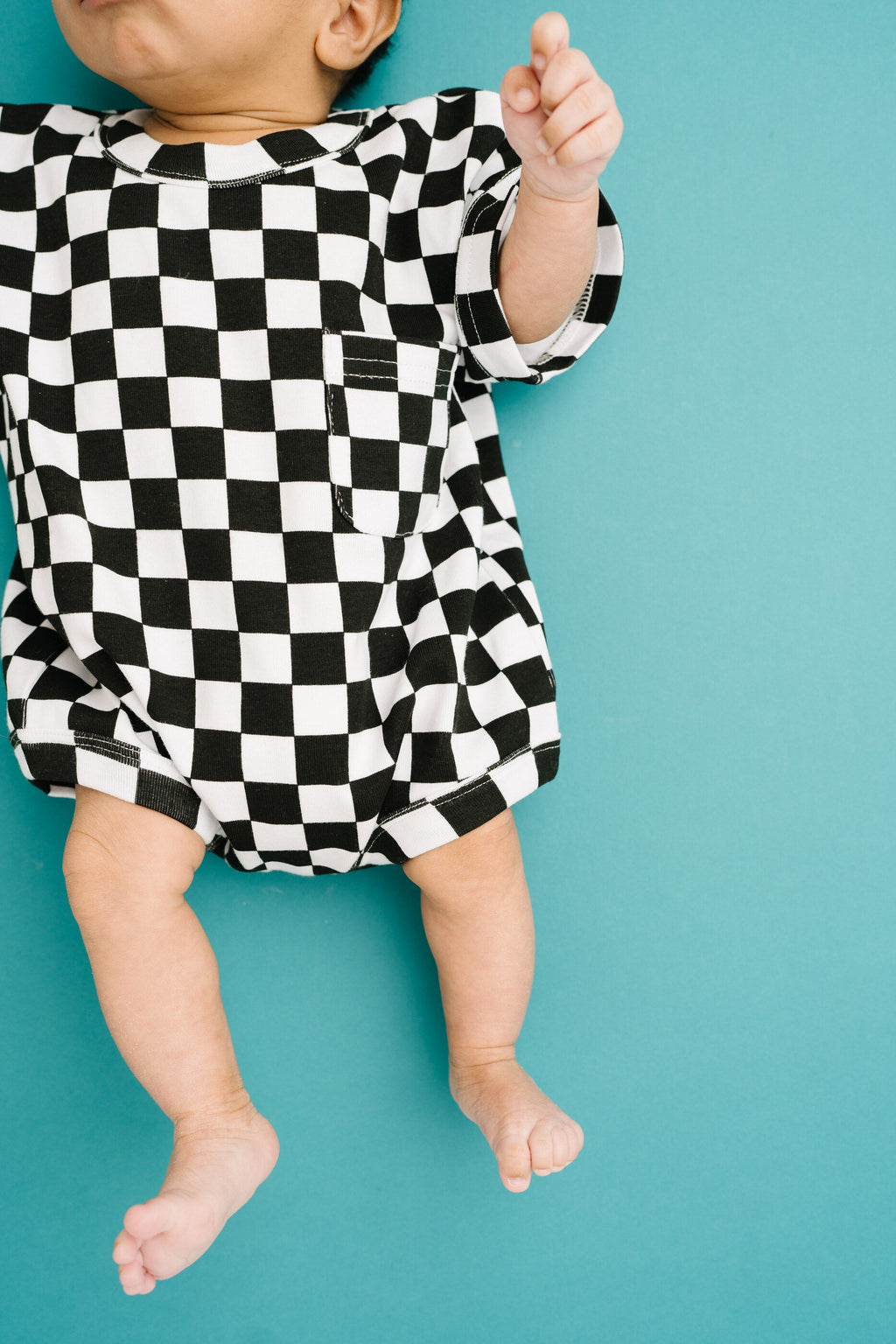 Black Checkered Pocket Romper