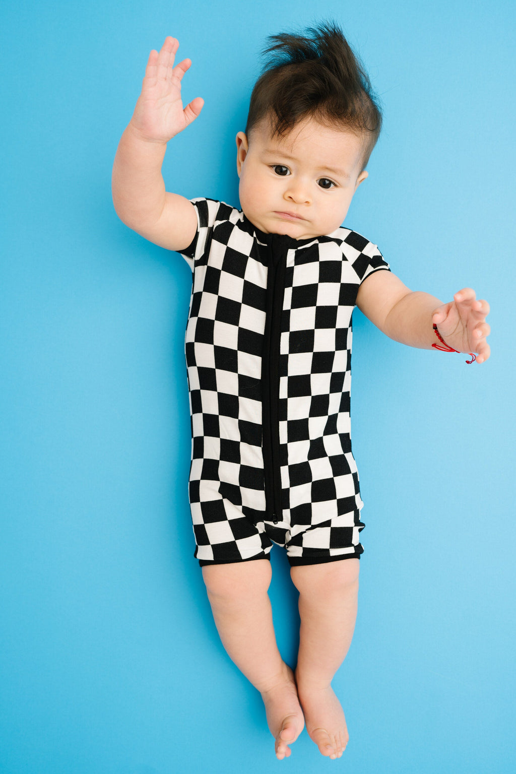 Black Checkered Bamboo Short Romper