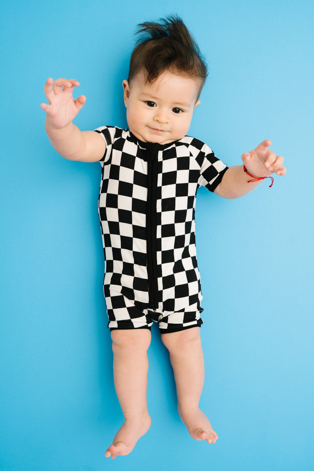 Black Checkered Bamboo Short Romper