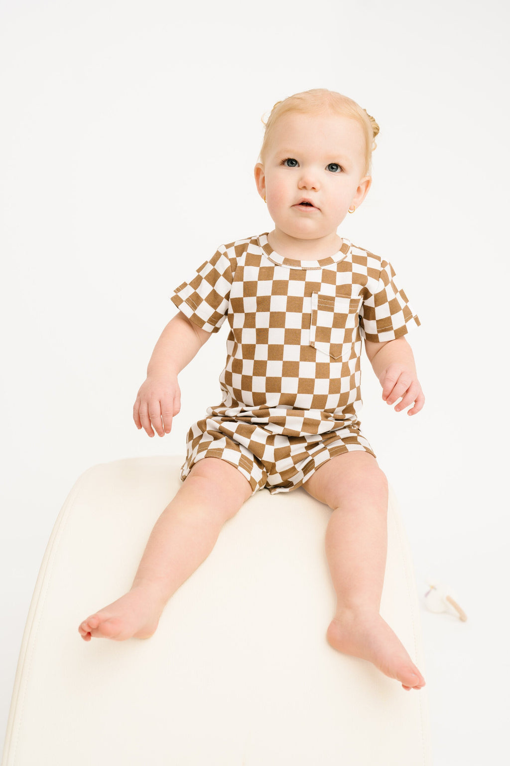 Brown Checkered Pocket Set