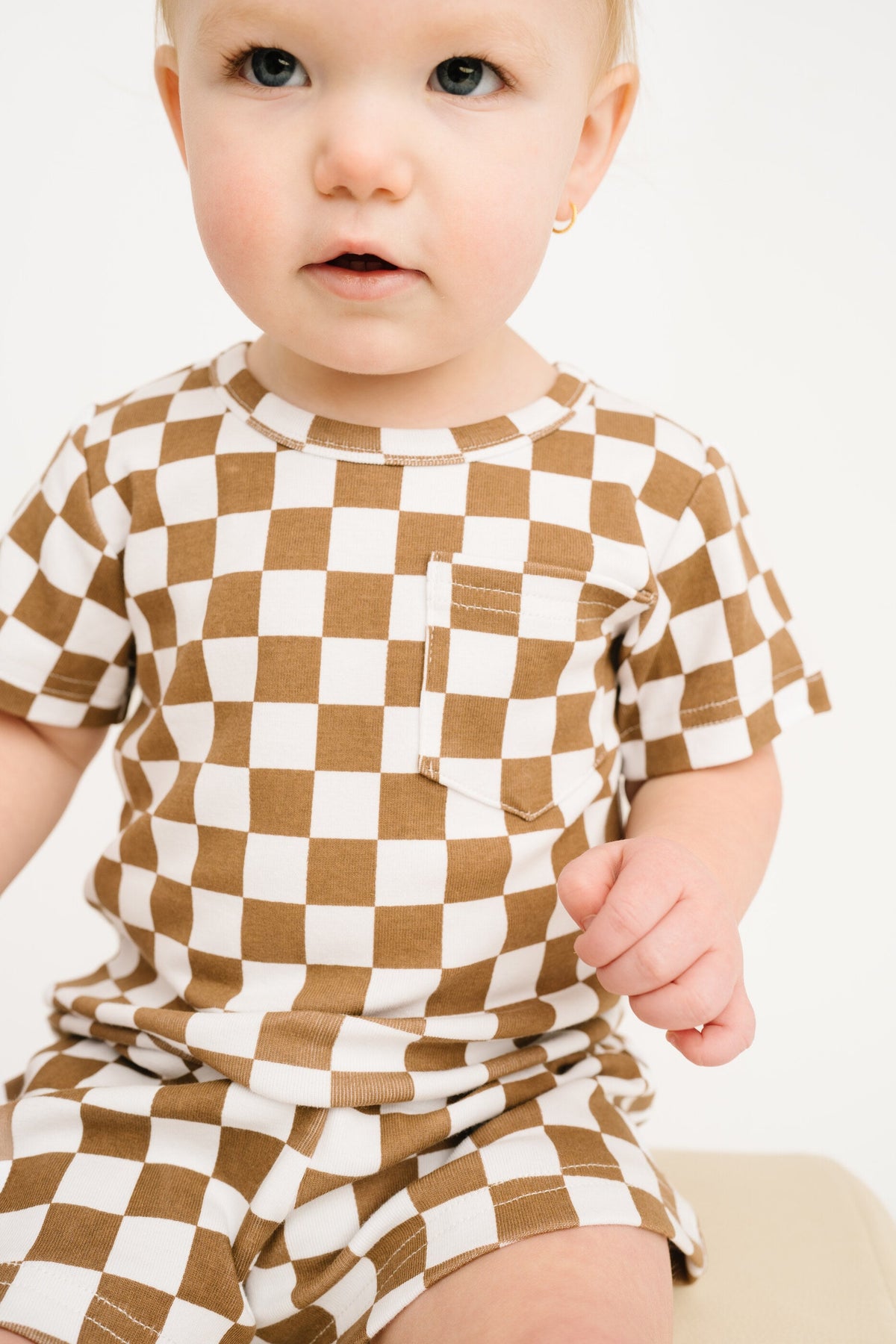 Brown Checkered Pocket Set