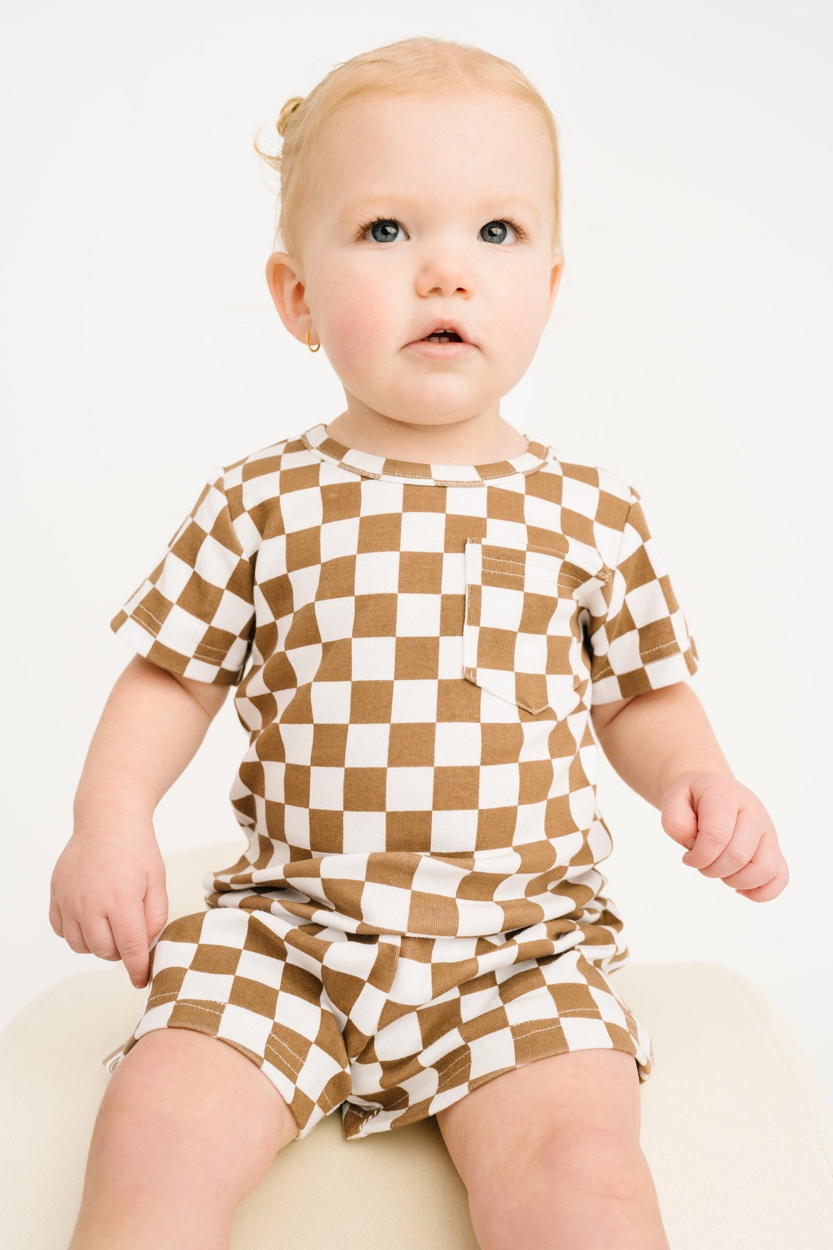 Brown Checkered Pocket Set