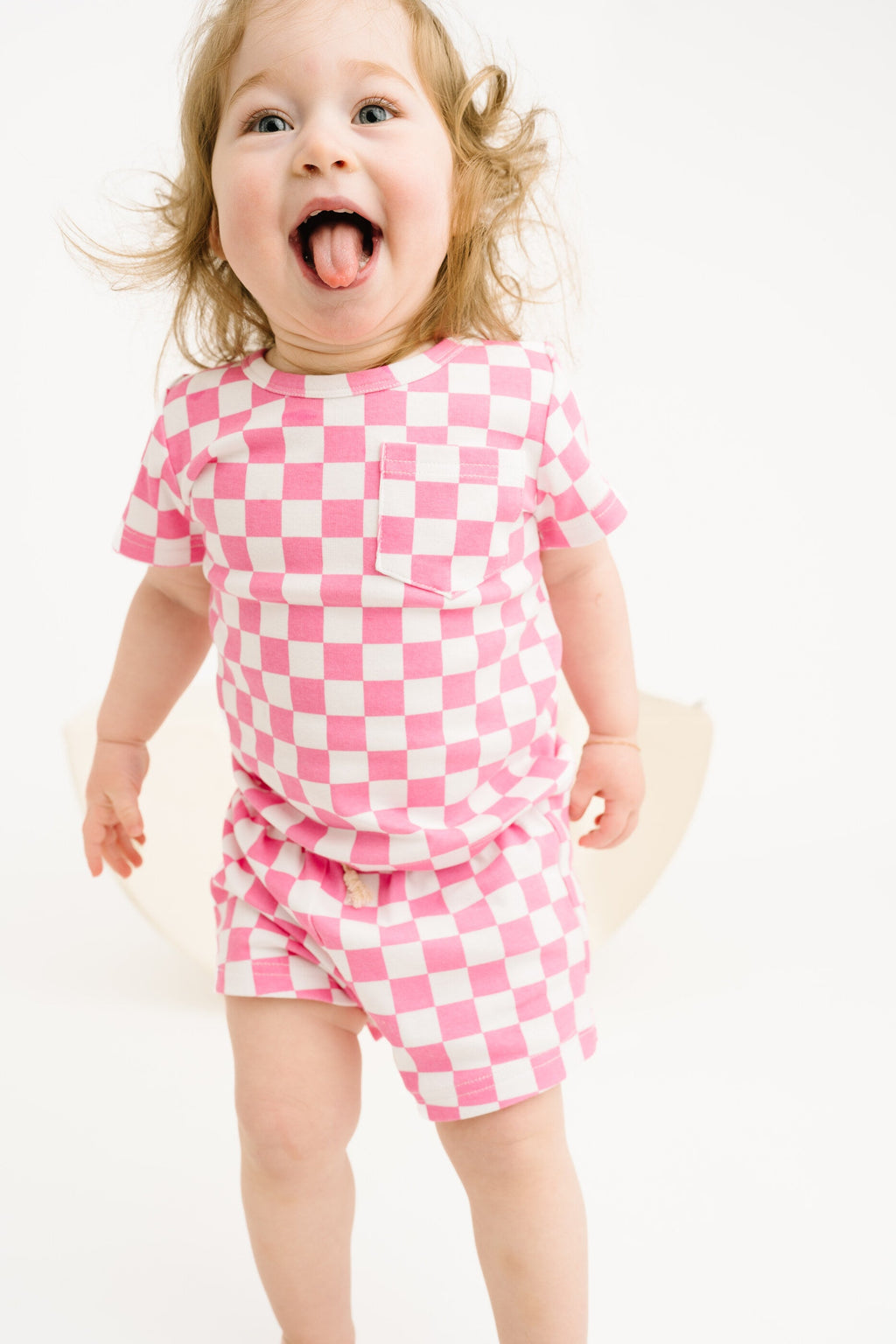 Pink Checkered Pocket Set