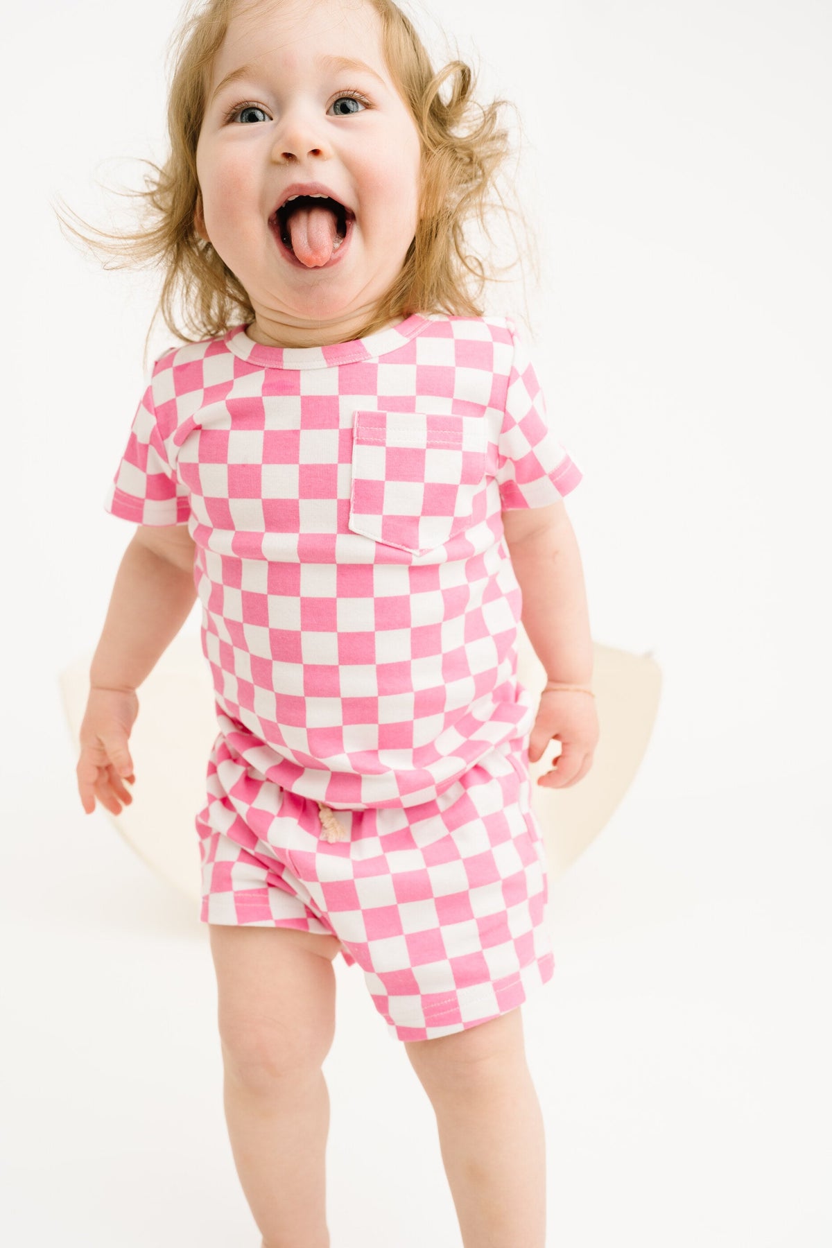 Pink Checkered Pocket Set
