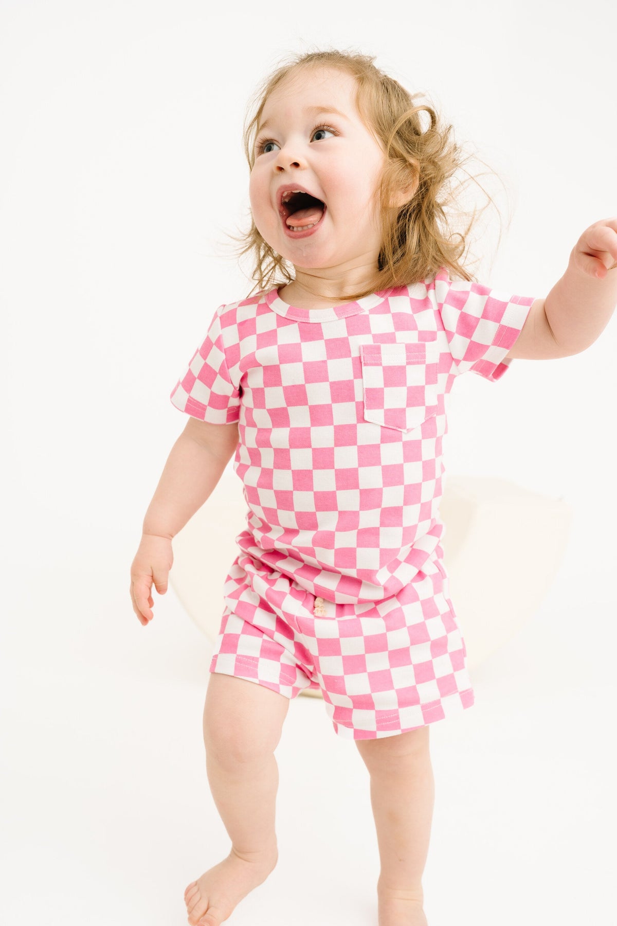 Pink Checkered Pocket Set