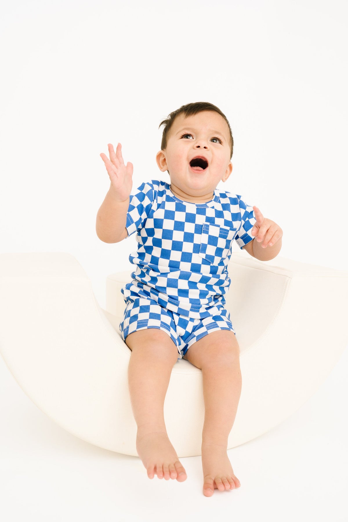 Blue Checkered Pocket Set