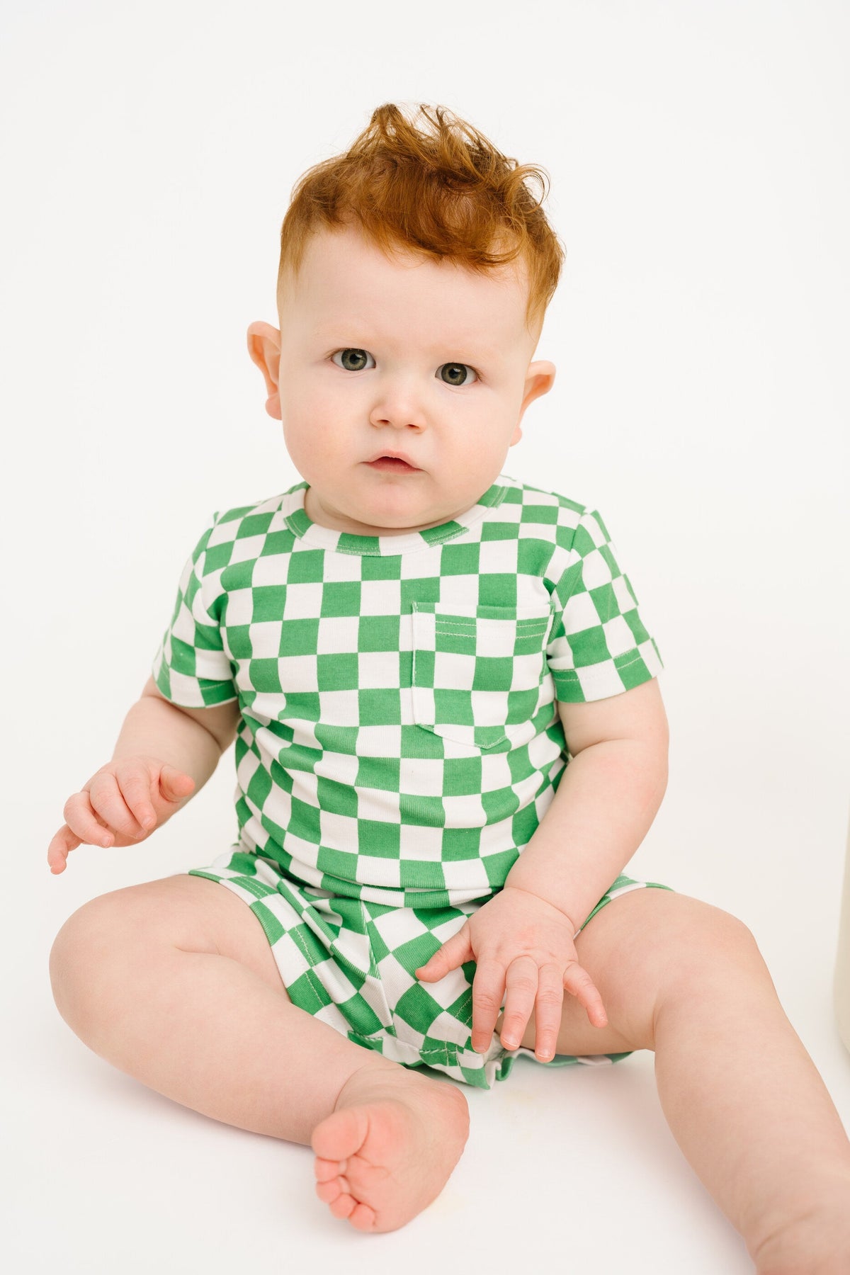Green Checkered Pocket Set