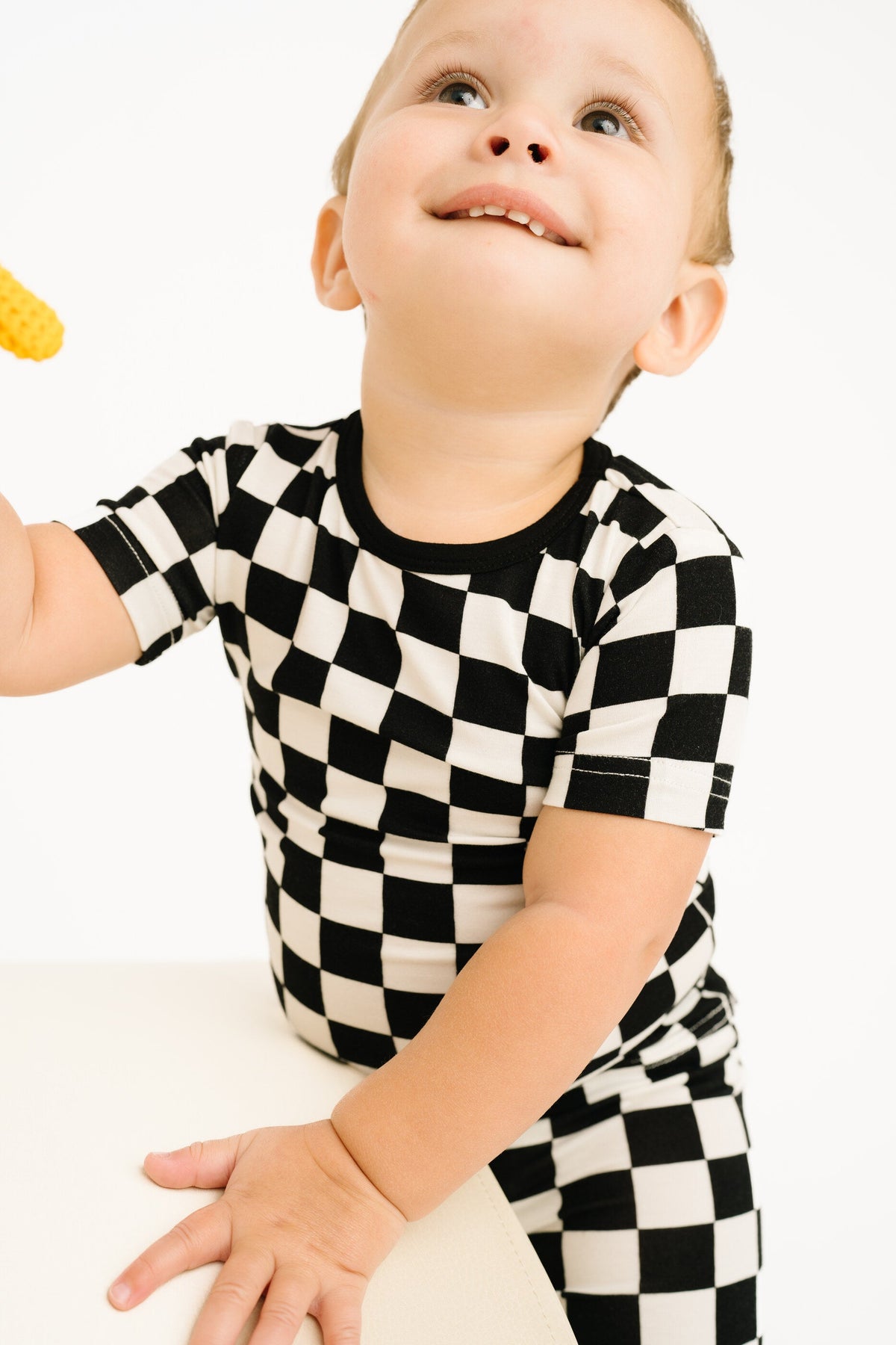 Black Checkered Bamboo Shorts Set